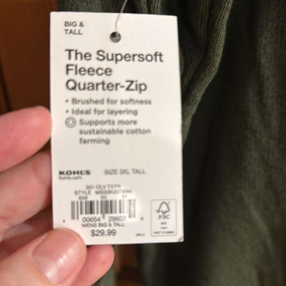 NWT Sonoma The supersoft quarter - zip fleece size 3Xl tall - Picture 5 of 8